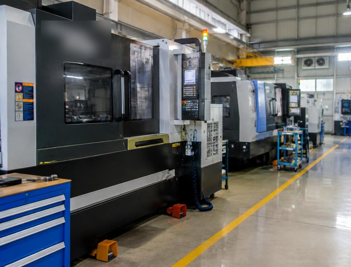 CNC machines on a factory floor