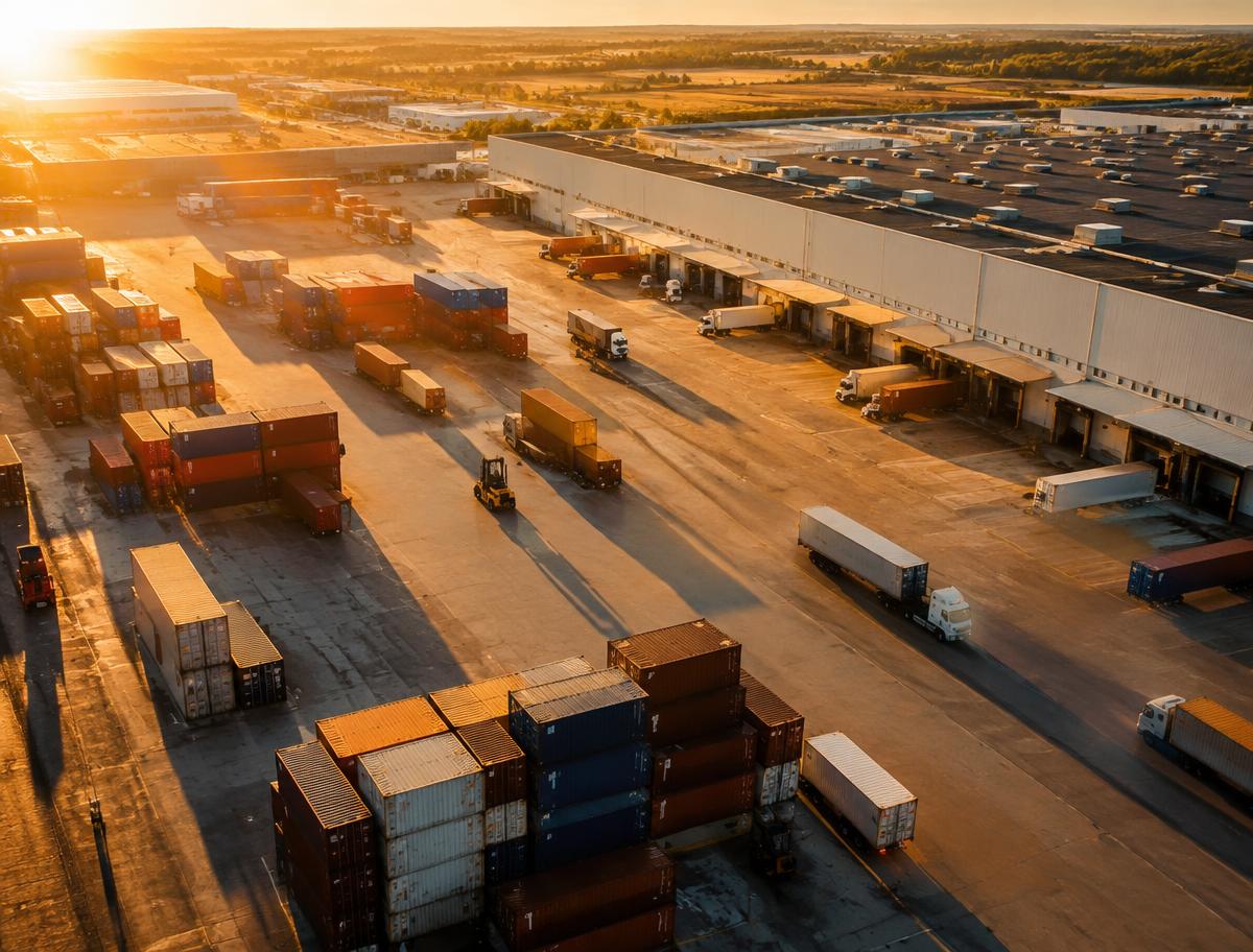 Containers at a logistics yard